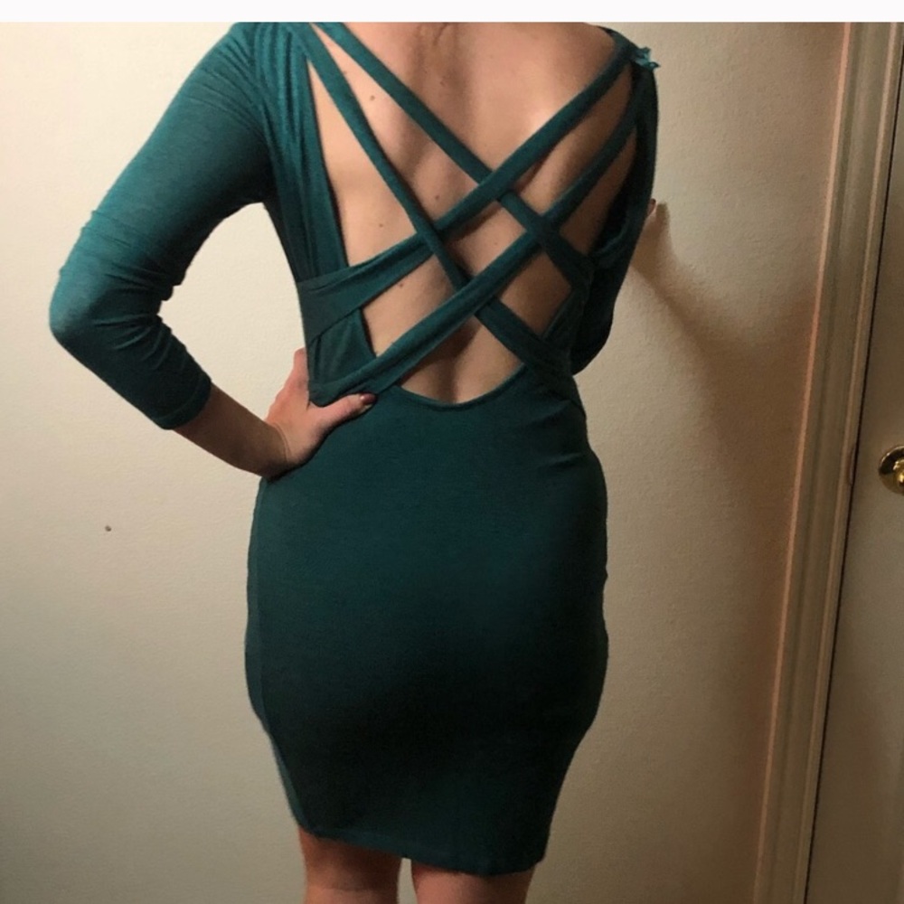 Teal Sexy strappy back 9 Double O Two Cotton Dress